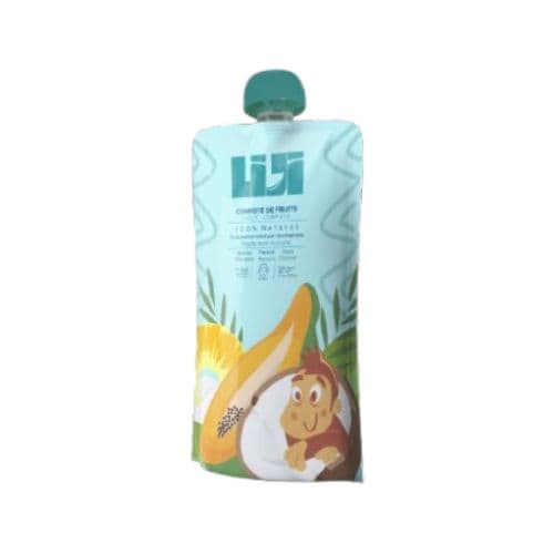 Compote de fruits à base d'ananas, papaye et noix de coco, 100% naturel LIJI 125g